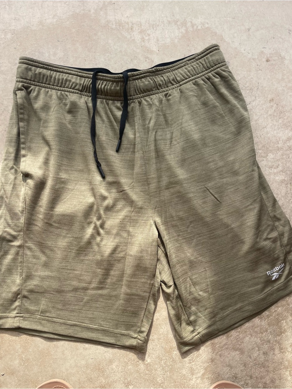 Reebok Men’s Olive Performance Athletic Shorts with Black Drawstring